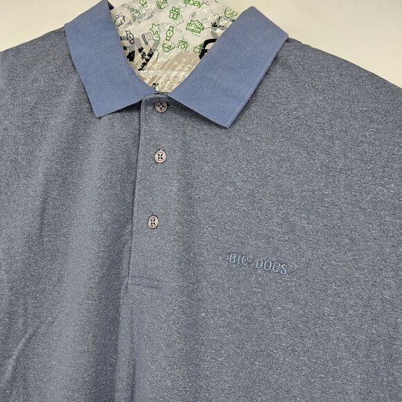 Big Dogs Polo Shirt Mens Large Blue Short Sleeve Cotton Polyester Spandex Blend‎ - Picture 2 of 10